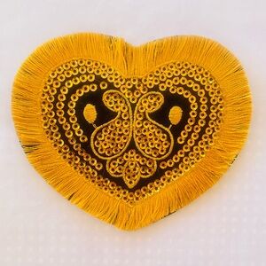 Gold Heart Embroidered Patch